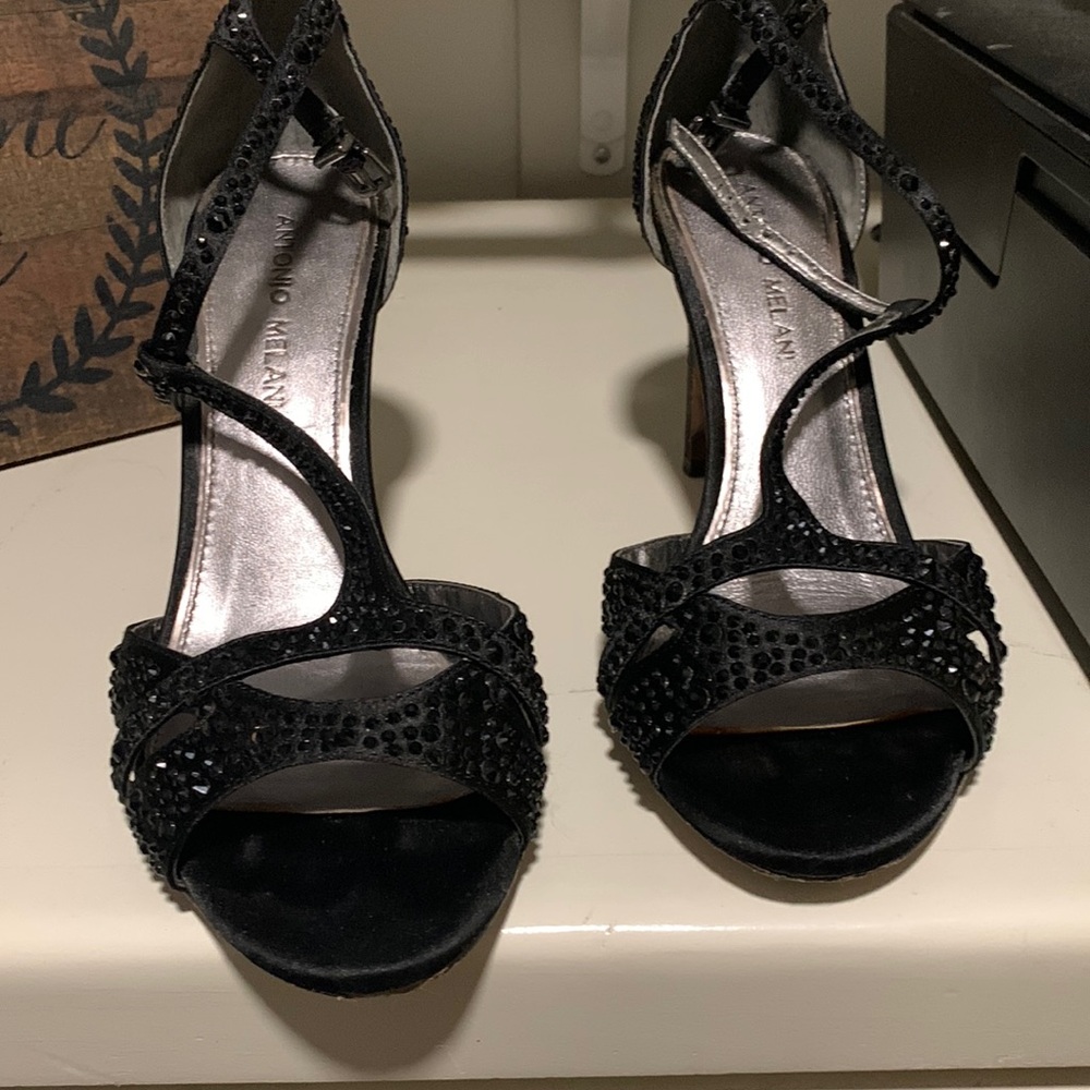 Black beaded Antonio Melani heels